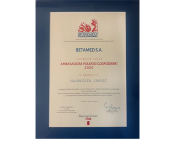 Ambassador of the Polish Economy 2020 in the Top quality category
