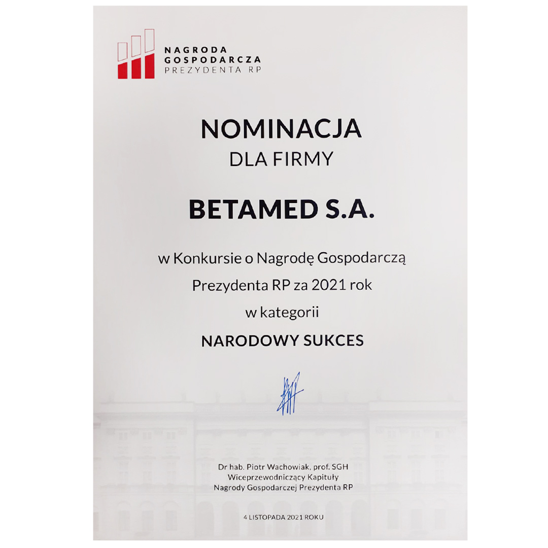 Nomination for BetaMed in the category of NATIONAL SUCCESS